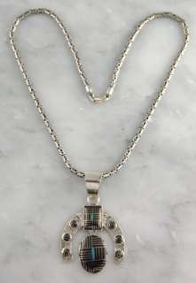 Sterling Silver Onyx & Opal Inlay Necklace w/ Bali Chain .925 Jewelry 