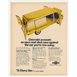  1971 Yellow Chevy Cargo Van Print Ad (16738)
