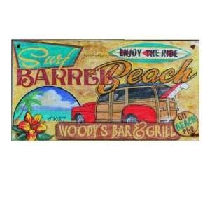   Surf Woodys Bar and Grill Vintage Style Wooden Sign: Home & Kitchen