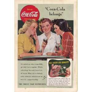  1941 Coca Cola Ad Teenage Girls Coca Cola Belongs Original Coke Ad 