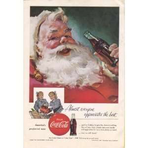  1955 Ad Coca Cola Santa Claus Christmas Original Vintage Print Ad 