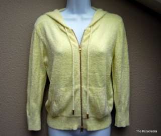 CACHE Hoodie Zip Front Cardigan Jacket Size M Medium Yellow Bright 