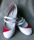 Lacoste Irina Mix (White/Red)   Casual Ballet Flats Shoes, Girls 5 35 