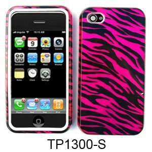  Apple Iphone 4 4S Jelly case Zebra Hot Pink Black with 