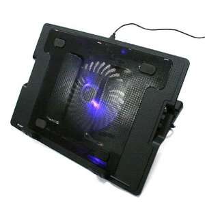 PC NOTEBOOK ADJUSTABLE ANGLE STAND USB COOLING COOLER SILENT FLASH FAN 