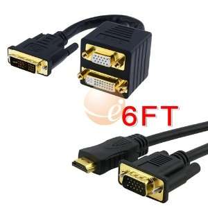   VGA F / M Splitter + Premium 6 FT VGA to HDMI Cable M/M: Electronics