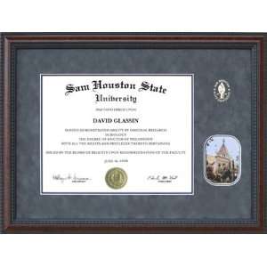  SHSU Diploma Frame with Gray Suede Mat, Gold Embossing 