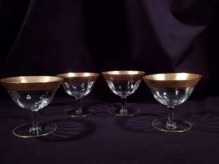 19th Century Flint Glass Sherbets, Antique, Gold Rim  