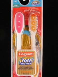 Colgate 360 Toothbrush Soft Head Tongue Cleaner Pink 035000688347 