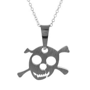   Steel Gothic Pirate Skull Sturdy 18 Inch Cable Chain Necklace: Jewelry
