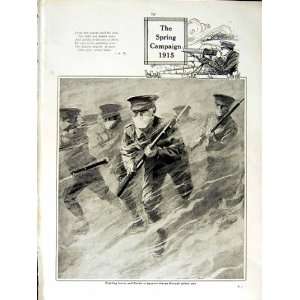  1915 WORLD WAR SOLDIERS HORSES GUNS POISON GAS BAYONET 