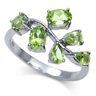 98ct. Natural Peridot White Gold Plated 925 Sterling Silver Leaf 