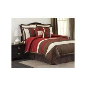  Lush D Cor Modern Stripe Red 8pc Comforter Set King: Home 