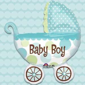  Baby Buggy Boy   27 x 30 Super Shaped Mylar Balloon 