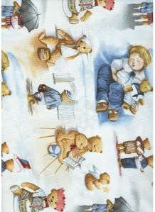TEDDY BEARS SCENES ON WHITE~ Cotton Quilt Fabric  