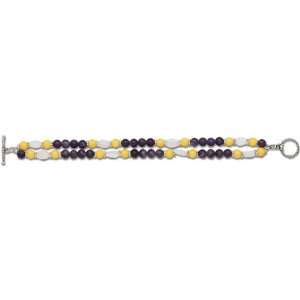 Amethyst, Yellow Jade, Moonstone Color Bead Bracelet 