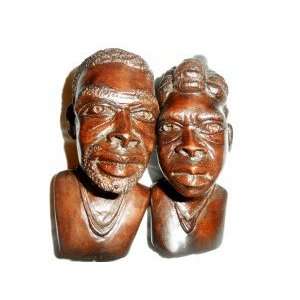  African Wood Busts   Male and Female Couple Everything 