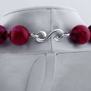 Red natural coral bead gemstone sponge pendant necklace  