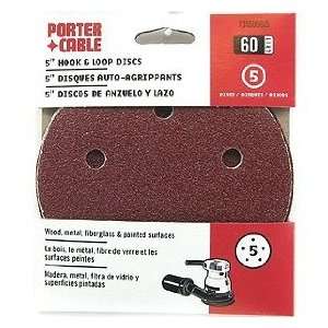 Porter Cable 5 HOOK & LOOP DISCS W/5 HOLES, 60 GRIT COARSE (5 PIECES 