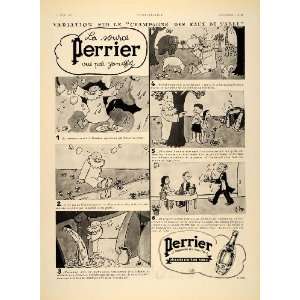   French Vintage Ad Perrier Mineral Water Cartoon   Original Print Ad