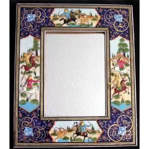  Persian Mirror with Khatam Inlay & Hand painted Frame 