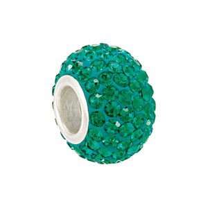  Kera Bead With Pavé Emerald Crystals/Sterling Silver 