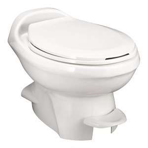   and RV Bathroom Low Profile Aqua Magic Porcelain Toilet (White