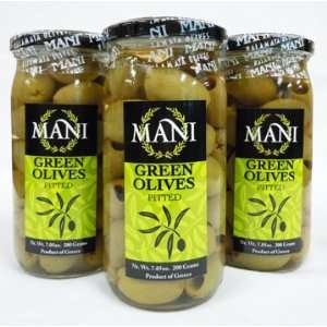 Mani Green Pitted Olives Jar 200gr (3 PACK)  Grocery 