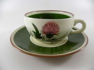 Stangl Thistle Cups, Saucers   Pink, Purple, Greens  