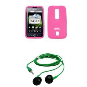  EMPIRE Hot Pink Silicone Skin Cover Case + Green 3.5mm 