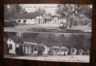 PLANTATION INN & MOTOR COURT SAVANNAH GA Postcard 1940s  