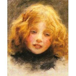    Head study of a young girl, By Elsley Arthur John 