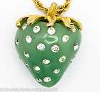   Jay Lane Couture Green Jade Crystal Strawberry Pendant Necklace NEW