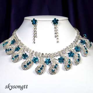 Swarovski Crystal Sapphire Choker Necklace Set S1325N  