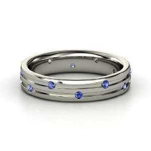 Slalom Band, Sterling Silver Ring with Sapphire Jewelry