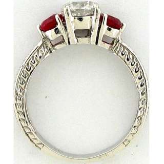 05ctw Round Diamond & Ruby Ladies Engagement Ring 14k  