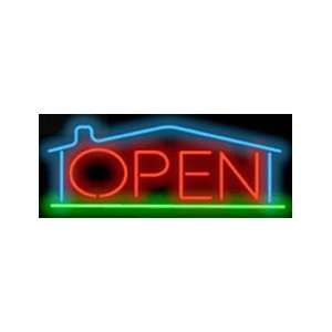  Real Estate Open with House Neon Sign