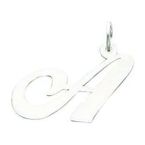  Fancy Cursive Letter A Charm 14k White Gold Jewelry