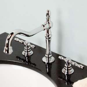   Faucet with Lever Handles & Pop up Drain   Overflow Holes   Chrome