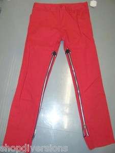 317 LIP SERVICE Guys RED ~STRETCH F**KN TWILL~ Pants Inseam Zippers 