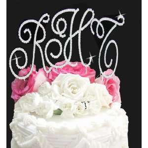   Piece Crystal Letters Cake Topper in Gold or Silver 