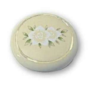  Ceramic Knob Ivory With White Flower Pattern L P95721 IVR 