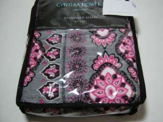 CYNTHIA ROWLEY Pink Gray Black Floral Paisley Standard PILLOW SHAM NIP 