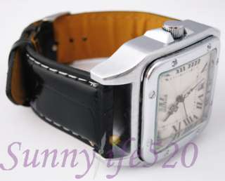 Vintage Silver Square Day Auto Selfwind Mens Lady Watch  