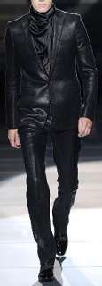 Mens Black Leather Slim Fit Suit Blazer Pant Bespoke Custom Leather 