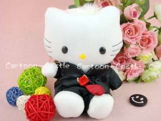 Hello Kitty&Daniel Wedding Plush Dolls White/Black 2pcs  