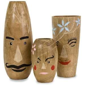  Alvaro Family Carved Wood Vases   Set of 3