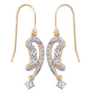   Gold Plated Sterling Silver Blue Topaz and Diamond Earrings Jewelry