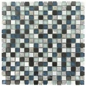 5/8 x 5/8 stone, glass & metal mosaic tile in blue 