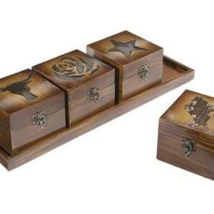    5 Piece Set of Western Inspired Decorative Boxes: Home & Kitchen